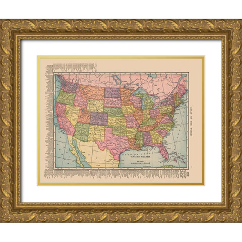 United States - Hammond 1910 Gold Ornate Wood Framed Art Print with Double Matting by Hammond