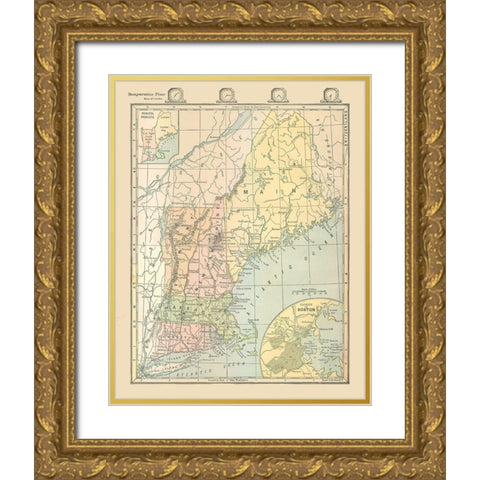 Northeast United States - Monteith 1882 Gold Ornate Wood Framed Art Print with Double Matting by Monteith