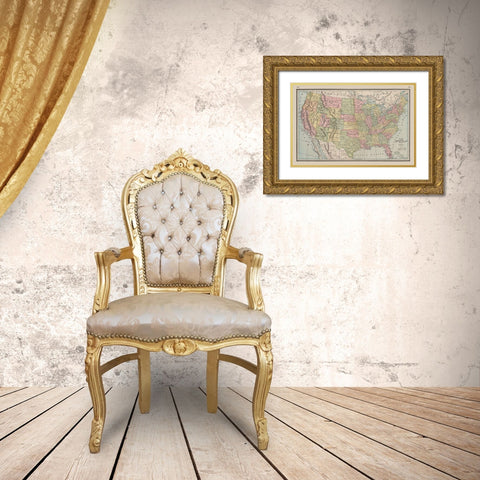 United States - Johnson 1888 Gold Ornate Wood Framed Art Print with Double Matting by Johnson