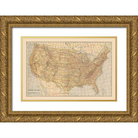 United States - Reynold 1921 Gold Ornate Wood Framed Art Print with Double Matting by Reynold