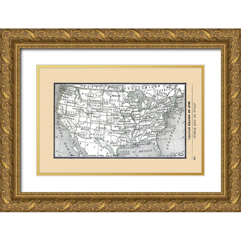 United States - Alden 1886 Gold Ornate Wood Framed Art Print with Double Matting by Alden