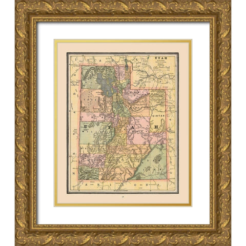 Utah, United States - Cram 1888 Gold Ornate Wood Framed Art Print with Double Matting by Cram