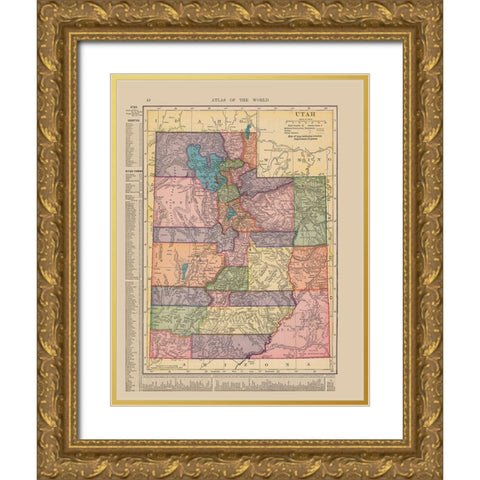 Utah - Hammond 1910 Gold Ornate Wood Framed Art Print with Double Matting by Hammond