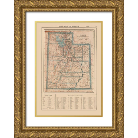Utah - Reynold 1921 Gold Ornate Wood Framed Art Print with Double Matting by Reynolds