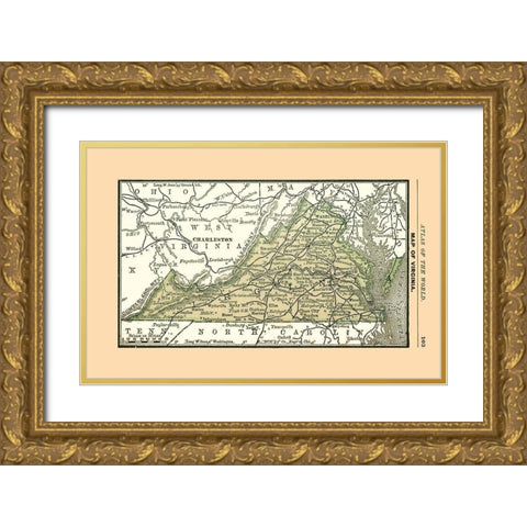 Virginia - Alden 1886 Gold Ornate Wood Framed Art Print with Double Matting by Alden