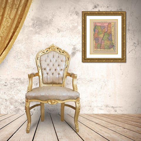 Vermont, New Hampshire - Hammond 1910 Gold Ornate Wood Framed Art Print with Double Matting by Hammond