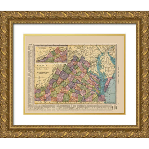 Virginia - Hammond 1910 Gold Ornate Wood Framed Art Print with Double Matting by Hammond