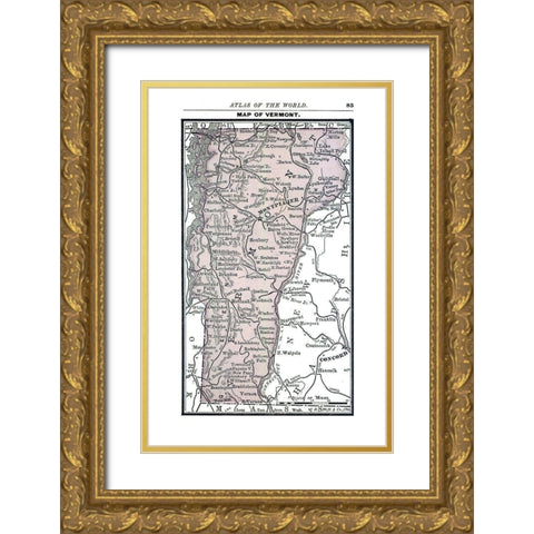 Vermont - Alden 1886 Gold Ornate Wood Framed Art Print with Double Matting by Alden