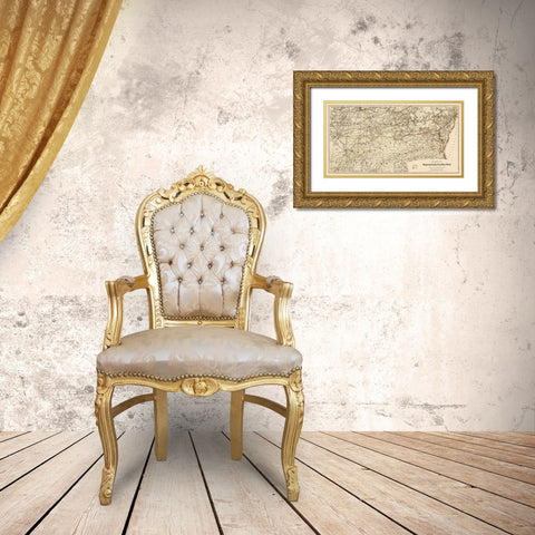 Washington and Ohio Railroad - Colton 1870 Gold Ornate Wood Framed Art Print with Double Matting by Colton