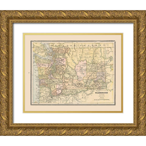 Washington, United States - Cram 1888 Gold Ornate Wood Framed Art Print with Double Matting by Cram