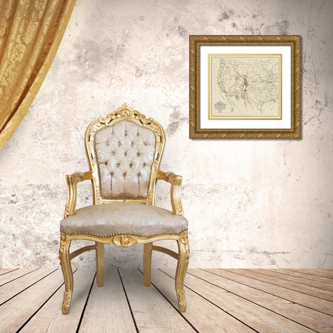 United States and Territories West of Mississippi Gold Ornate Wood Framed Art Print with Double Matting by Mclean