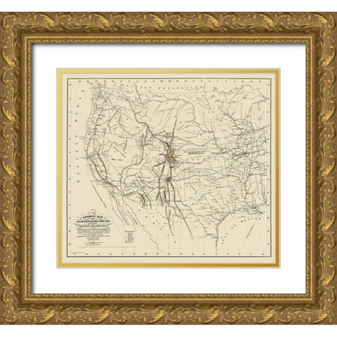 United States and Territories West of Mississippi Gold Ornate Wood Framed Art Print with Double Matting by Mclean