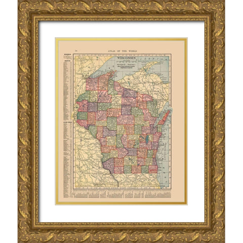 Wisconsin - Hammond 1910 Gold Ornate Wood Framed Art Print with Double Matting by Hammond