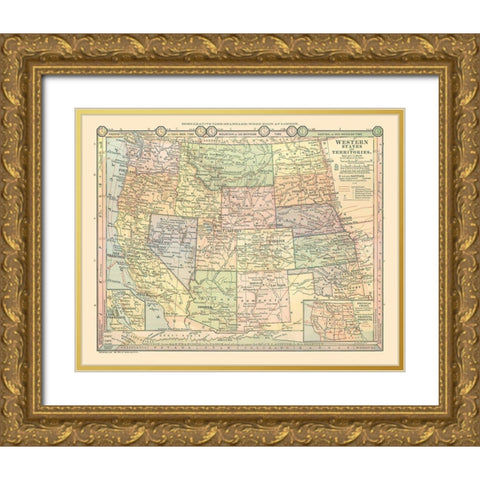 Western States - Monteith 1882 Gold Ornate Wood Framed Art Print with Double Matting by Monteith