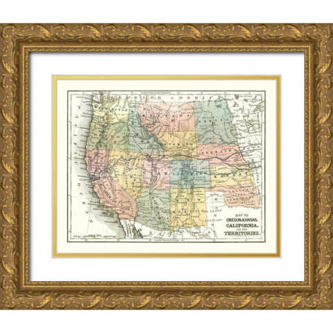 West United States - Mitchell 1869 Gold Ornate Wood Framed Art Print with Double Matting by Mitchell