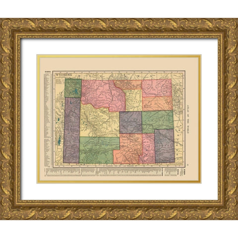 Wyoming - Hammond 1910 Gold Ornate Wood Framed Art Print with Double Matting by Hammond