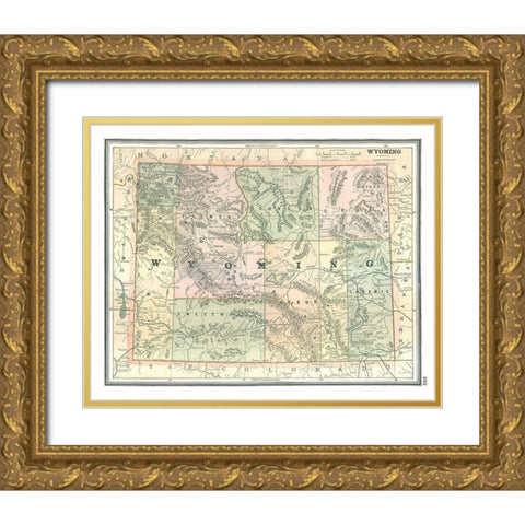 Wyoming - Johnson 1888 Gold Ornate Wood Framed Art Print with Double Matting by Johnson