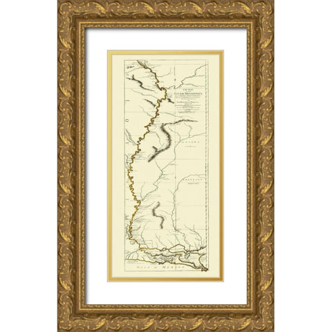 Mississippi River, Louisiana - 1775 Gold Ornate Wood Framed Art Print with Double Matting by Sayer