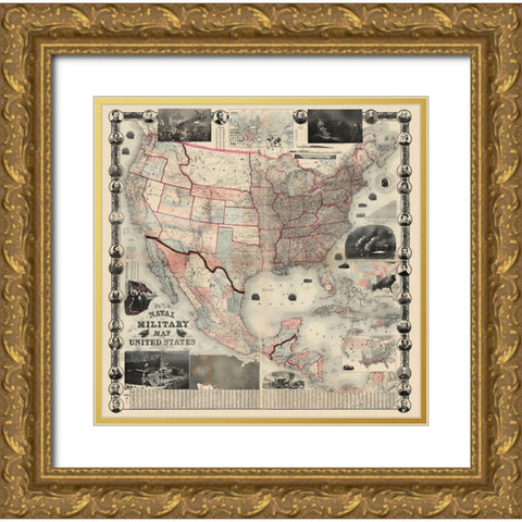 Naval Military of United States - Smith 1862 Gold Ornate Wood Framed Art Print with Double Matting by Smith