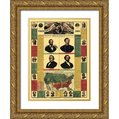 Presidential Campaign - Lloyd 1864 Gold Ornate Wood Framed Art Print with Double Matting by Lloyd