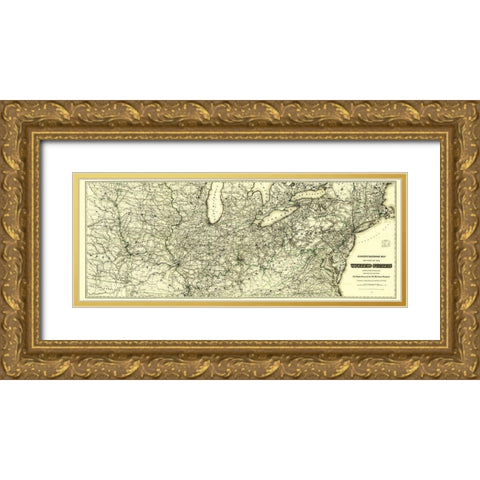 United States Railroads, North of 37th Parallel Gold Ornate Wood Framed Art Print with Double Matting by Colton
