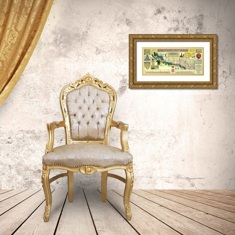 Custer Battlefield Highway - Mulford 1925 Gold Ornate Wood Framed Art Print with Double Matting by Mulford