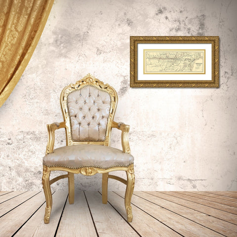 American Central Railway - Bien 1886 Gold Ornate Wood Framed Art Print with Double Matting by Bien