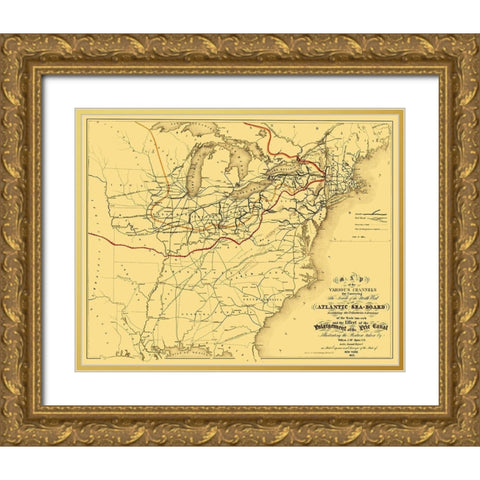 Atlantic Seaboard Trade Routes - Alpine 1853 Gold Ornate Wood Framed Art Print with Double Matting by Alpine