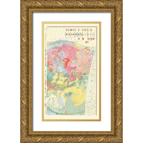 Northwest United States - USGS 1932 Gold Ornate Wood Framed Art Print with Double Matting by USGS