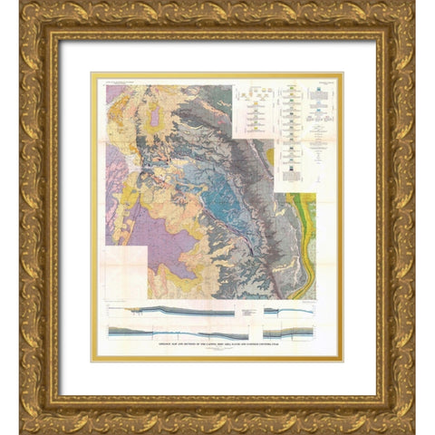 Captiol Reef Wayne Garfield Counties Utah Gold Ornate Wood Framed Art Print with Double Matting by USGS