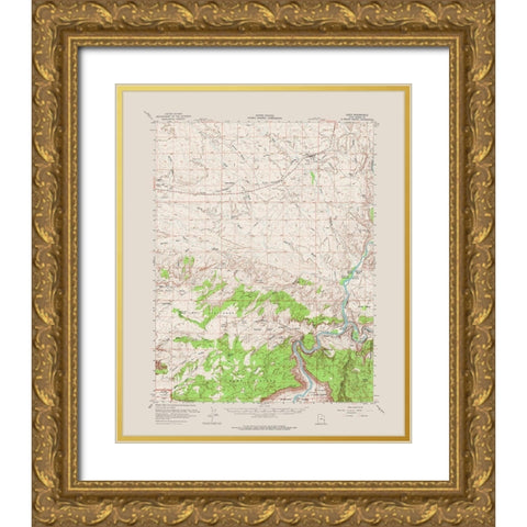 Cisco Utah Quad - USGS 1958 Gold Ornate Wood Framed Art Print with Double Matting by USGS