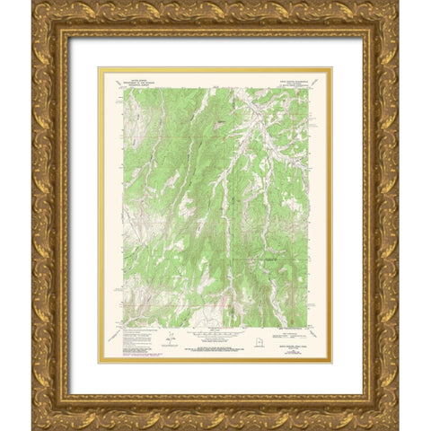 Davis Canyon Utah Quad - USGS 1966 Gold Ornate Wood Framed Art Print with Double Matting by USGS
