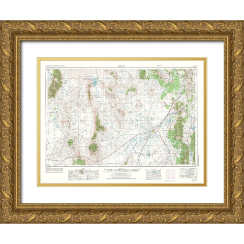 Delta Utah Quad - USGS 1953 Gold Ornate Wood Framed Art Print with Double Matting by USGS