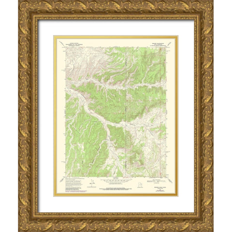 Dragon Utah Quad - USGS 1968 Gold Ornate Wood Framed Art Print with Double Matting by USGS