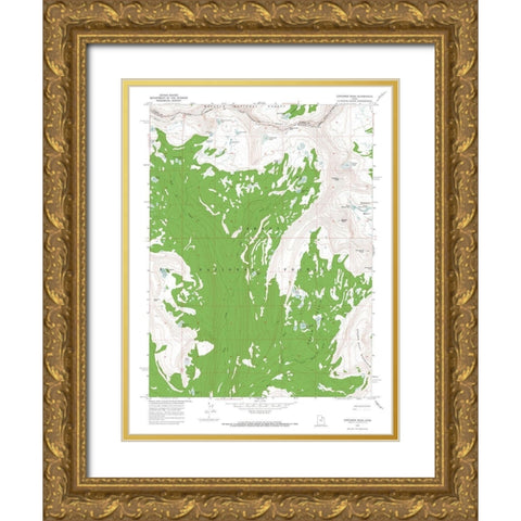 Explorer Peak Utah Quad - USGS 1967 Gold Ornate Wood Framed Art Print with Double Matting by USGS