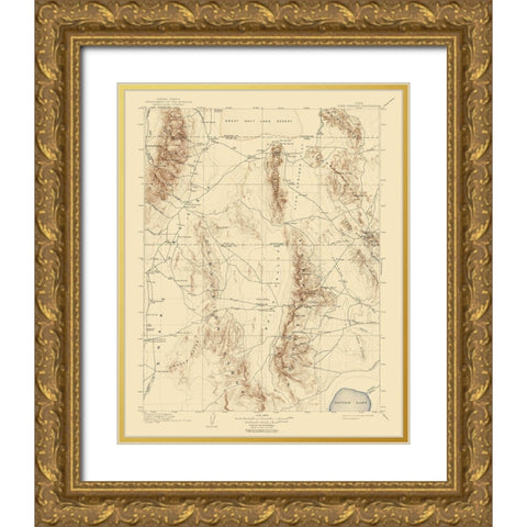 Fish Springs Utah Quad - USGS 1910 Gold Ornate Wood Framed Art Print with Double Matting by USGS