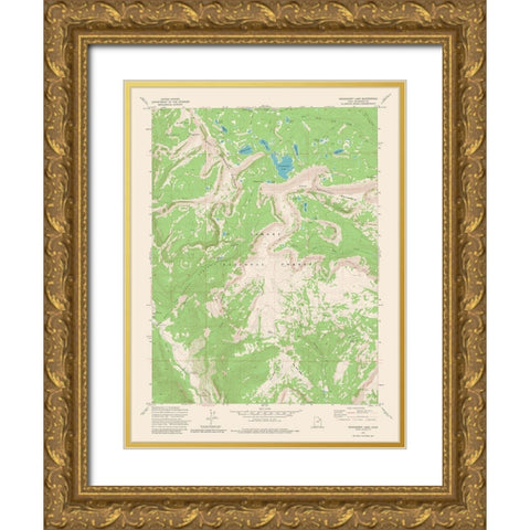 Grandaddy Lake Utah Quad - USGS 1972 Gold Ornate Wood Framed Art Print with Double Matting by USGS