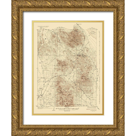 Gold Hill Utah Quad - USGS 1928 Gold Ornate Wood Framed Art Print with Double Matting by USGS