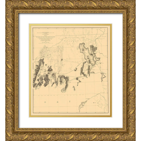 Great Salt Lake Humboldt Range Utah Nevada Gold Ornate Wood Framed Art Print with Double Matting by US War Dept