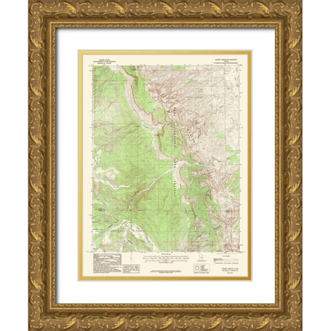 Golden Throne Utah Quad - USGS 1987 Gold Ornate Wood Framed Art Print with Double Matting by USGS