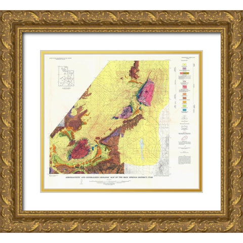 Iron Springs District Utah - USGS 1944 Gold Ornate Wood Framed Art Print with Double Matting by USGS