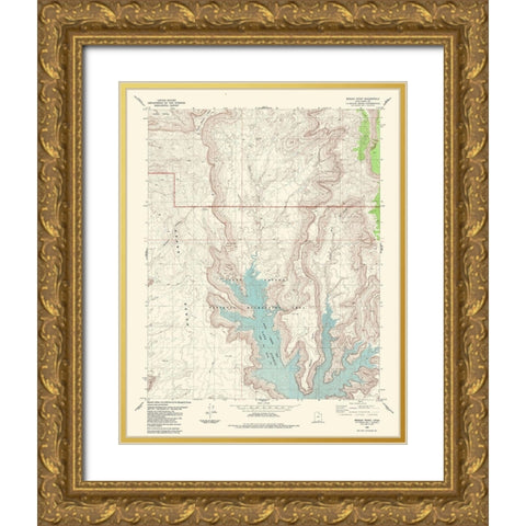 Mazuki Point Utah Quad - USGS 1985 Gold Ornate Wood Framed Art Print with Double Matting by USGS