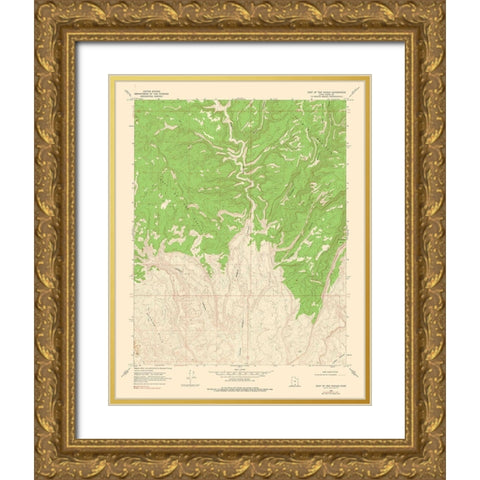 East of the Navajo Utah Quad - USGS 1968 Gold Ornate Wood Framed Art Print with Double Matting by USGS