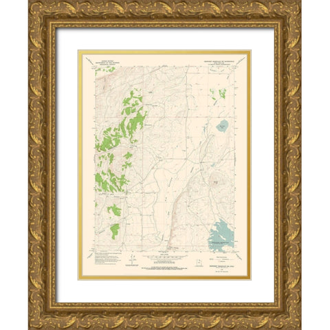 North West Neponset Reservoir Utah Quad - USGS Gold Ornate Wood Framed Art Print with Double Matting by USGS
