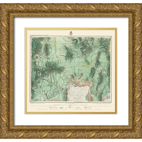 Utah North West, Idaho South East - US Army 1877 Gold Ornate Wood Framed Art Print with Double Matting by US Army