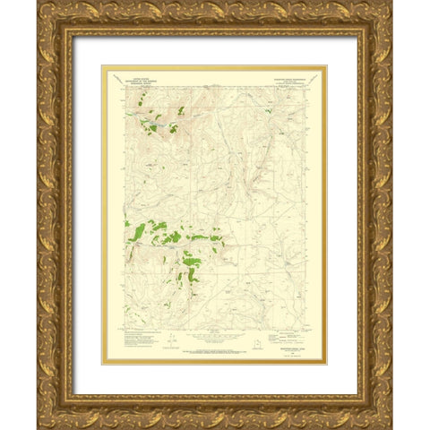 Sheeppen Creek Utah Quad - USGS 1969 Gold Ornate Wood Framed Art Print with Double Matting by USGS