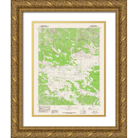 Torrey Utah Quad - USGS 1985 Gold Ornate Wood Framed Art Print with Double Matting by USGS