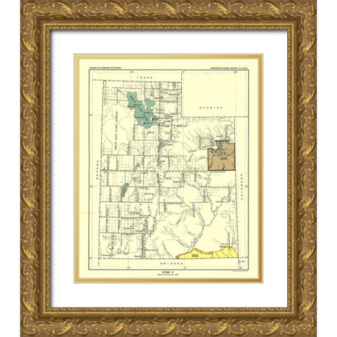 Utah - Hoen 1896 Gold Ornate Wood Framed Art Print with Double Matting by Hoen