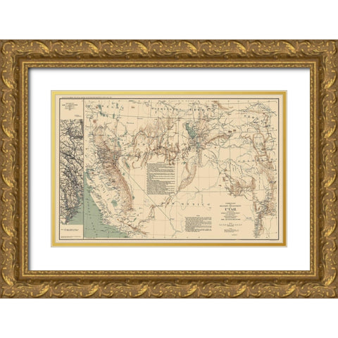 Utah Territory - US War Dept 1860 Gold Ornate Wood Framed Art Print with Double Matting by US War Dept