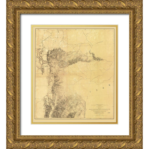 Utah Railroad Survey, Map 1 - Siebert 1855 Gold Ornate Wood Framed Art Print with Double Matting by Siebert